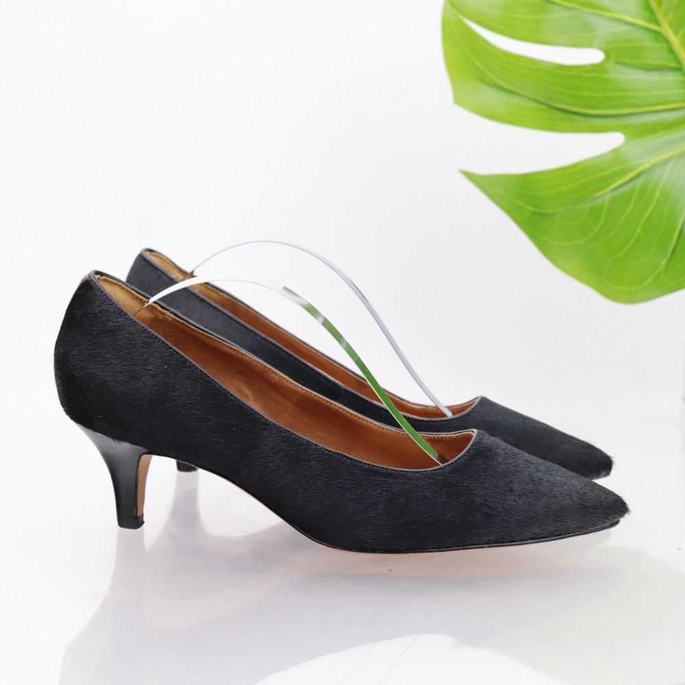 Clarks Womens Sage Copper Pump Size 6.5 Black Fur Kitten Heel Pointed Dress Shoe